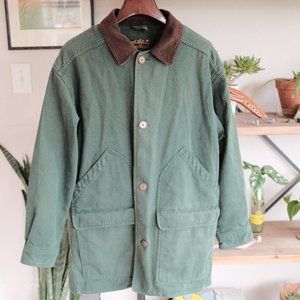 VTG Eddie Bauer Chore Coat Forest Green Corduroy Collar